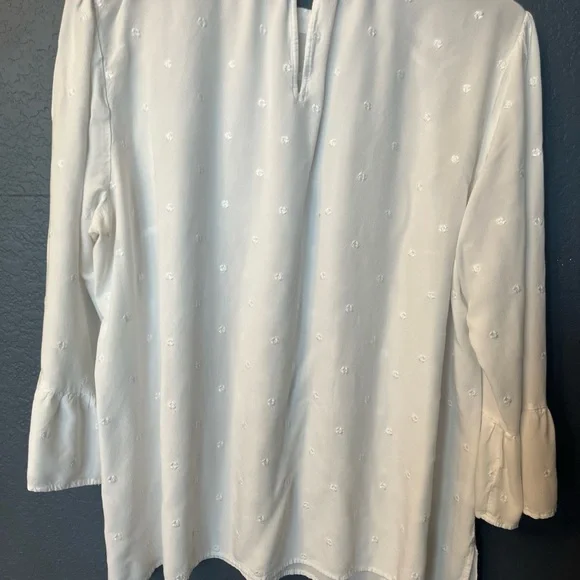 Loft Womens White Peasant Crew Neck Long Sleeve Tunic Blouse Top Size 18 - Picture 6 of 7